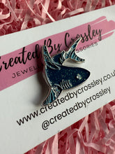 Load image into Gallery viewer, Sparkly Shark Pin Badge

