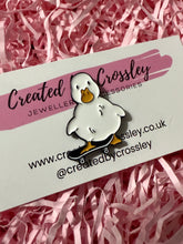 Load image into Gallery viewer, Skateboard Duck Pin Badge
