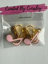Load image into Gallery viewer, Pink Music Note Clip On Earrings
