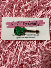 Load image into Gallery viewer, Green Guitar Pin Badge
