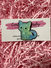 Load image into Gallery viewer, Blue Galaxy Cat Pin Badge
