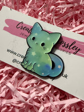 Load image into Gallery viewer, Blue Galaxy Cat Pin Badge
