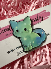 Load image into Gallery viewer, Blue Galaxy Cat Pin Badge

