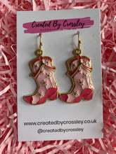 Load image into Gallery viewer, Pink Cowboy Boot Charm Earrings
