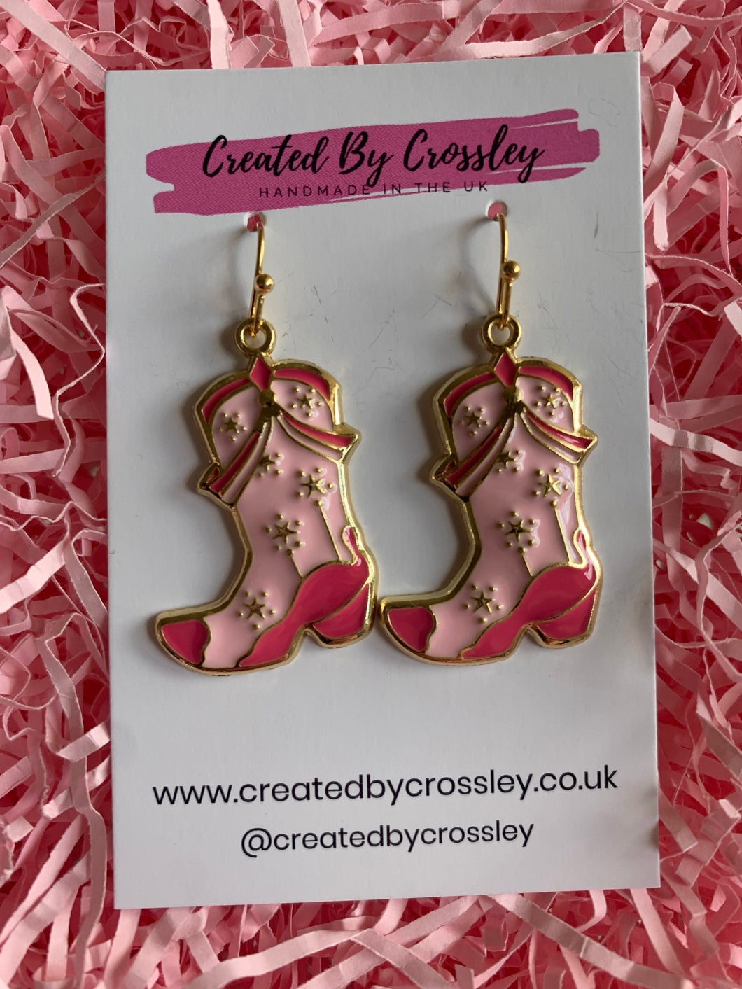 Pink Cowboy Boot Charm Earrings