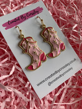 Load image into Gallery viewer, Pink Cowboy Boot Charm Earrings
