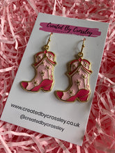 Load image into Gallery viewer, Pink Cowboy Boot Charm Earrings
