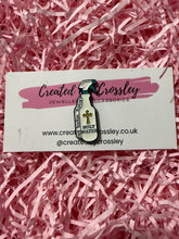 Load image into Gallery viewer, “Not today satan Holy water” Spray Bottle Pin Badge
