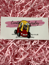 Load image into Gallery viewer, “Move trash!” Driving Raccoon Pin Badge
