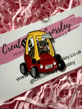 Load image into Gallery viewer, “Move trash!” Driving Raccoon Pin Badge
