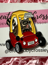Load image into Gallery viewer, “Move trash!” Driving Raccoon Pin Badge
