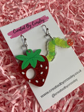 Load image into Gallery viewer, Strawberry Caterpillar Charm Earrings
