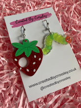 Load image into Gallery viewer, Strawberry Caterpillar Charm Earrings
