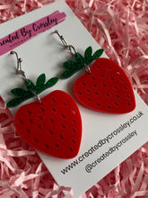 Load image into Gallery viewer, Statement Strawberry Charm Earrings
