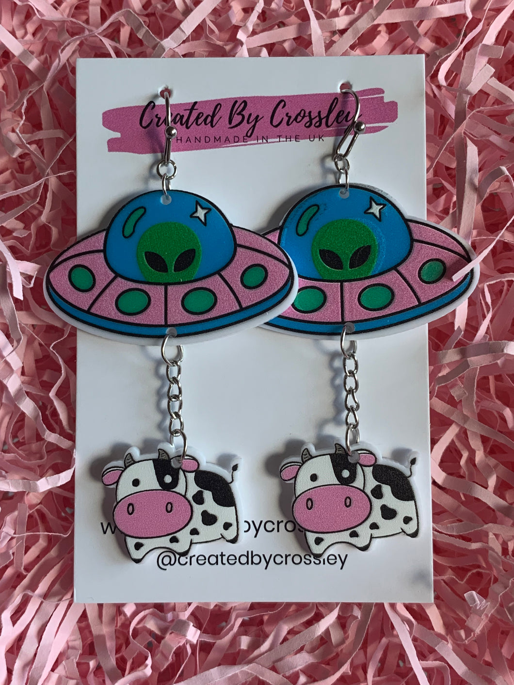 Cow Abduction Charm Earrings