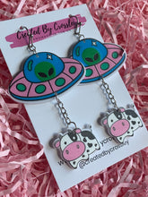 Load image into Gallery viewer, Cow Abduction Charm Earrings
