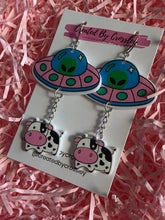 Load image into Gallery viewer, Cow Abduction Charm Earrings
