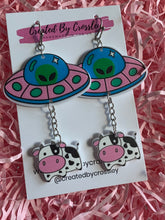 Load image into Gallery viewer, Cow Abduction Charm Earrings

