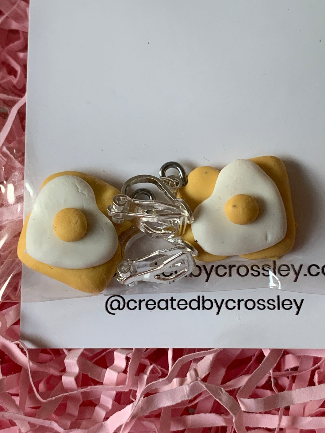 Egg Toast Clip On Earrings