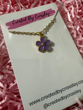 Load image into Gallery viewer, Purple Flower Charm Necklace
