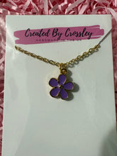 Load image into Gallery viewer, Purple Flower Charm Necklace
