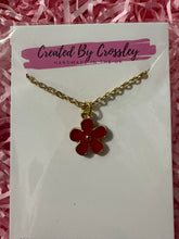 Load image into Gallery viewer, Red Flower Charm Necklace
