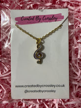 Load image into Gallery viewer, Purple Treble Clef Charm Necklace
