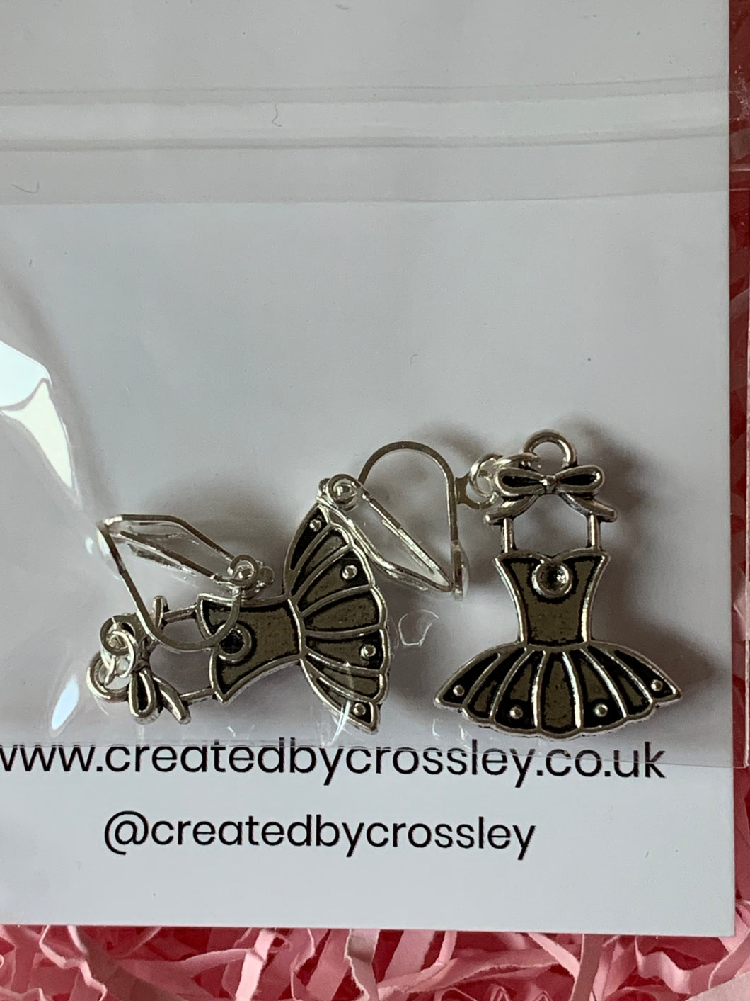 Ballet Dress Clip On Earrings