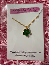 Load image into Gallery viewer, Green Flower Charm Necklace
