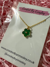 Load image into Gallery viewer, Green Flower Charm Necklace
