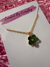 Load image into Gallery viewer, Green Flower Charm Necklace
