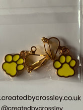 Load image into Gallery viewer, Yellow Paw Print Clip On Earrings
