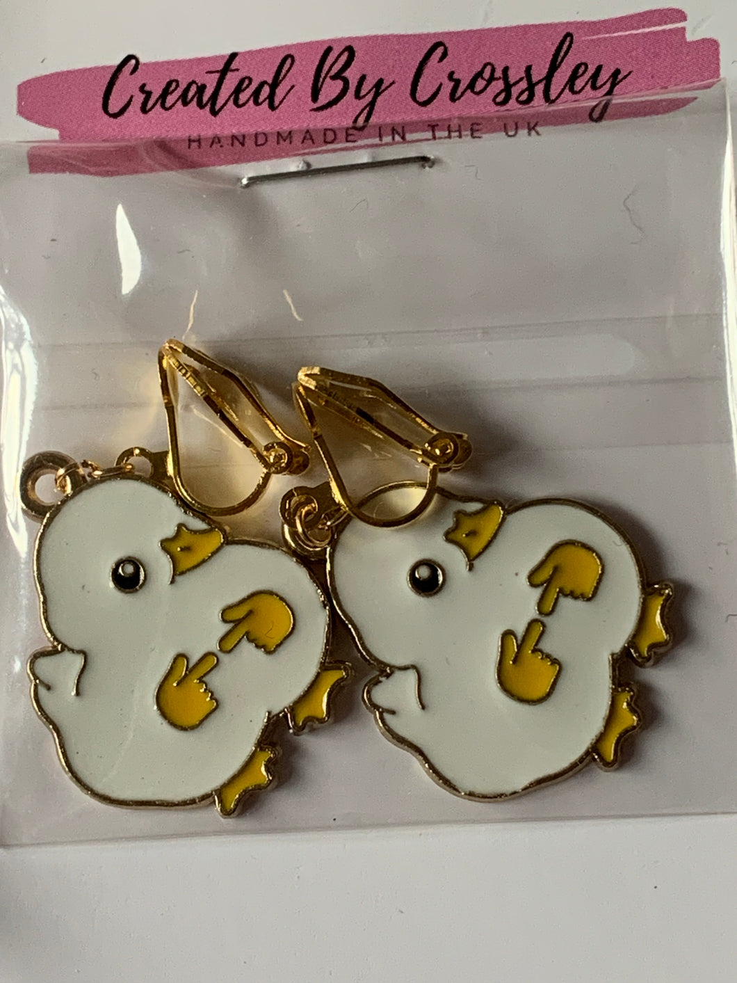 Duck Clip On Earrings