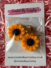 Load image into Gallery viewer, Orange Sunflower Clip On Earrings
