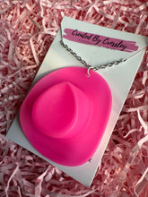 Load image into Gallery viewer, Large Pink Cowboy Hat Charm Necklace
