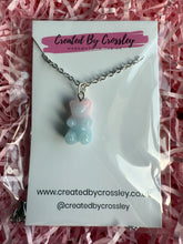 Load image into Gallery viewer, Blue Pink Gummy Bear Charm Necklace
