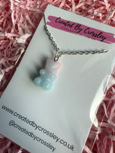 Load image into Gallery viewer, Blue Pink Gummy Bear Charm Necklace
