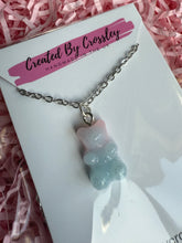 Load image into Gallery viewer, Blue Pink Gummy Bear Charm Necklace
