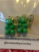 Load image into Gallery viewer, Green Gummy Bear Clip On Earrings
