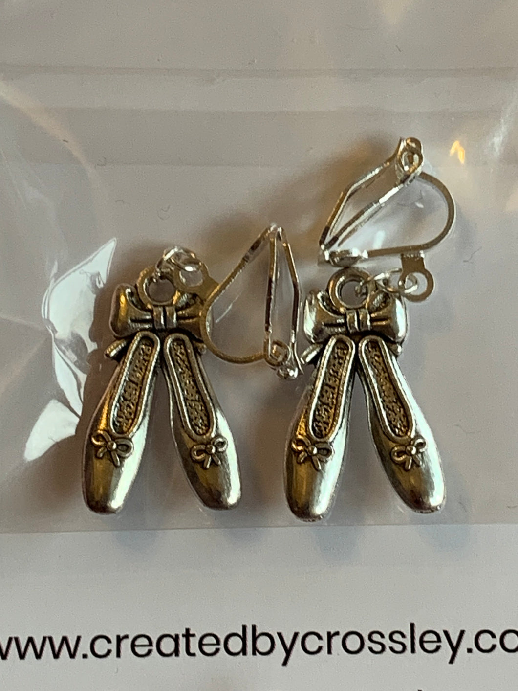 Ballet Shoe Clip On Earrings