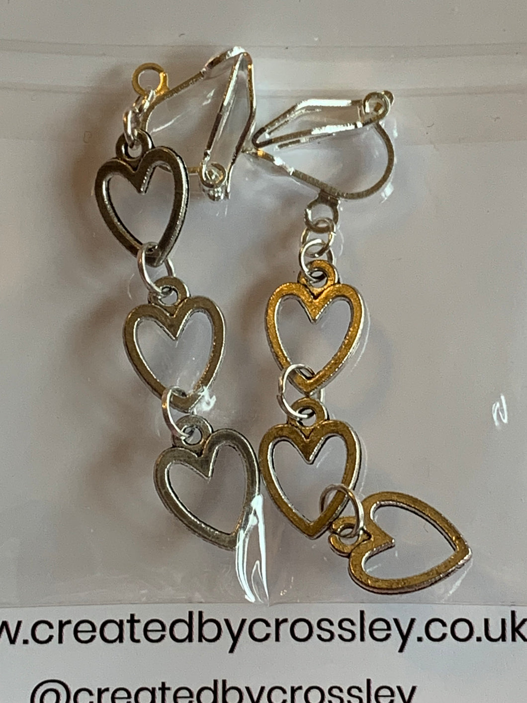 Trio Heart Clip On Earrings