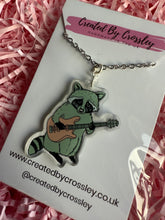 Load image into Gallery viewer, Guitar Raccoon Charm Necklace
