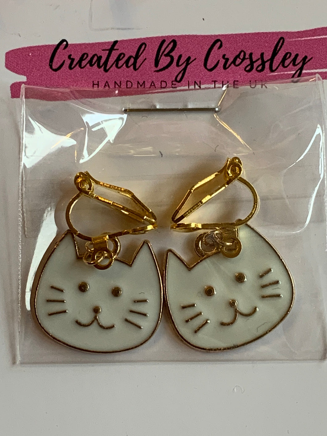 Cat Head Clip On Earrings