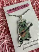 Load image into Gallery viewer, Guitar Raccoon Charm Necklace
