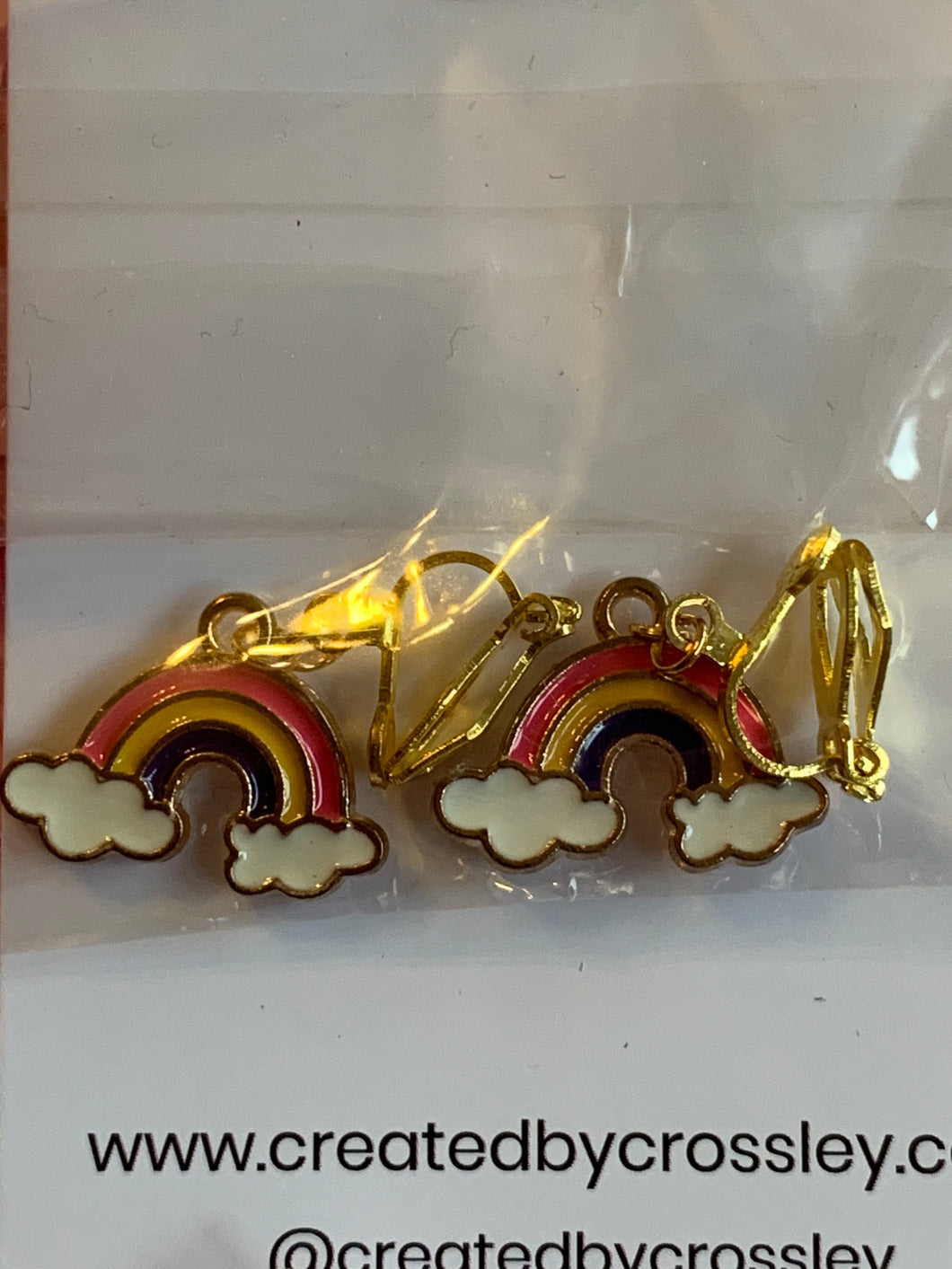 Rainbow Clip On Earrings