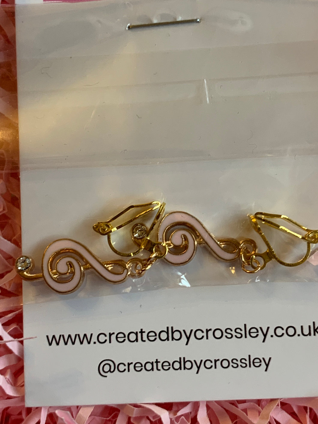 Pink Treble Clef Clip On Earrings