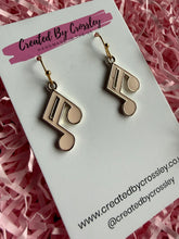 Load image into Gallery viewer, Pink Music Note Charm Earrings
