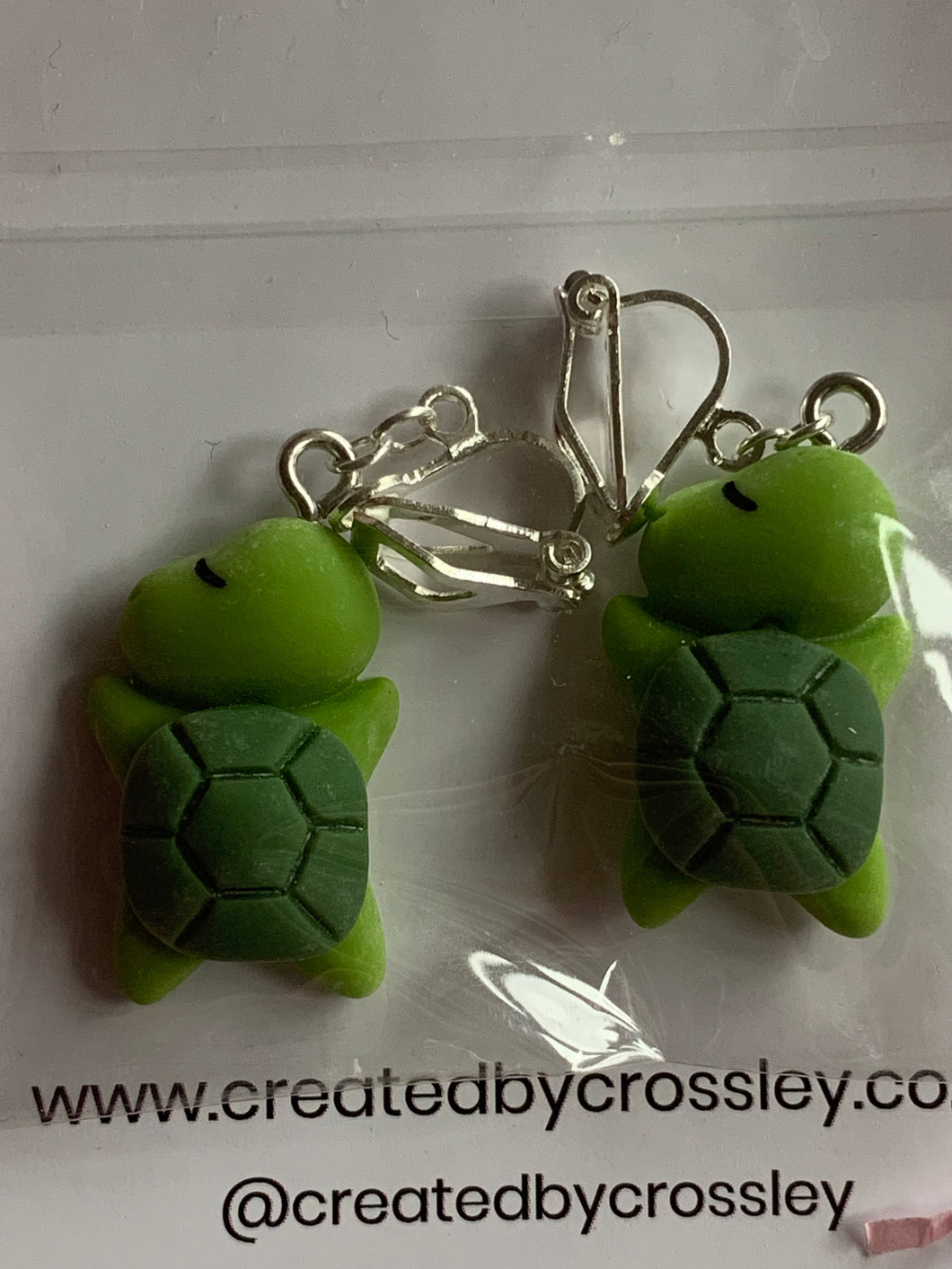 Sleepy Turtle Clip On Earrings