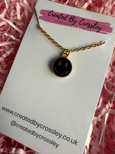 Load image into Gallery viewer, Black Happy Face Charm Necklace
