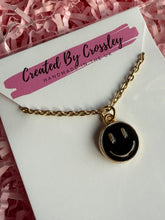 Load image into Gallery viewer, Black Happy Face Charm Necklace
